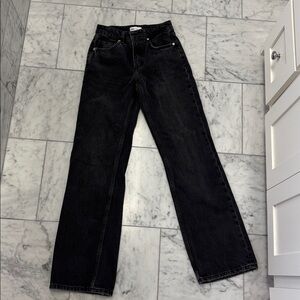 Zara Women's Mid Rise Wide Leg Black Jeans